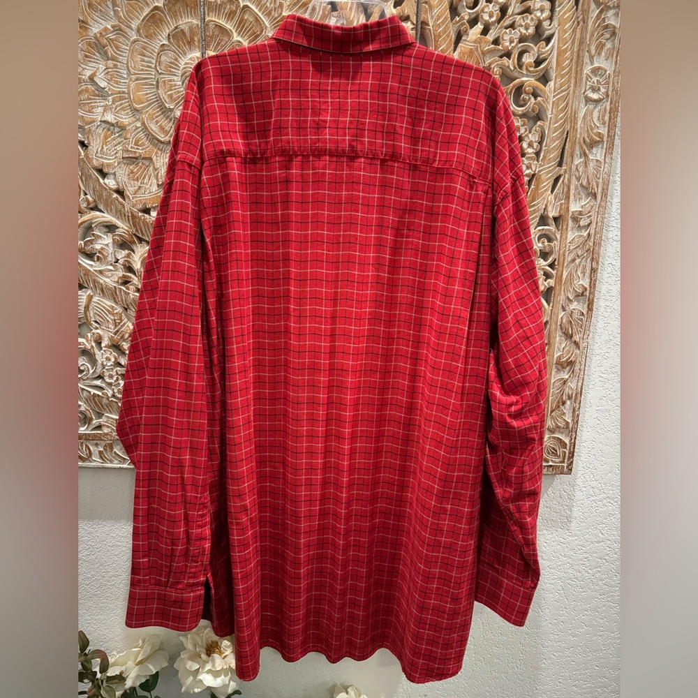 Cutter & Buck Red Plaid Light Flannel Big & Tall Man Button Down Shirt- size 4XT - Picture 3 of 9